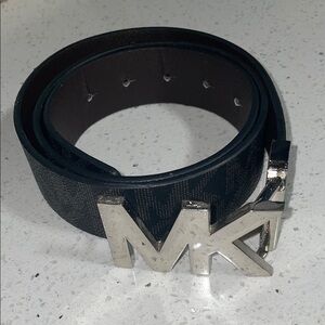 Michael Kors Black Belt with Silver MK Logo